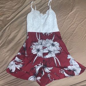 Red Floral Romper like new